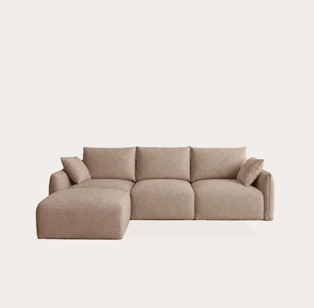 Sofá 45plz. chaiseloungue izq. gris piedra 307,185cm