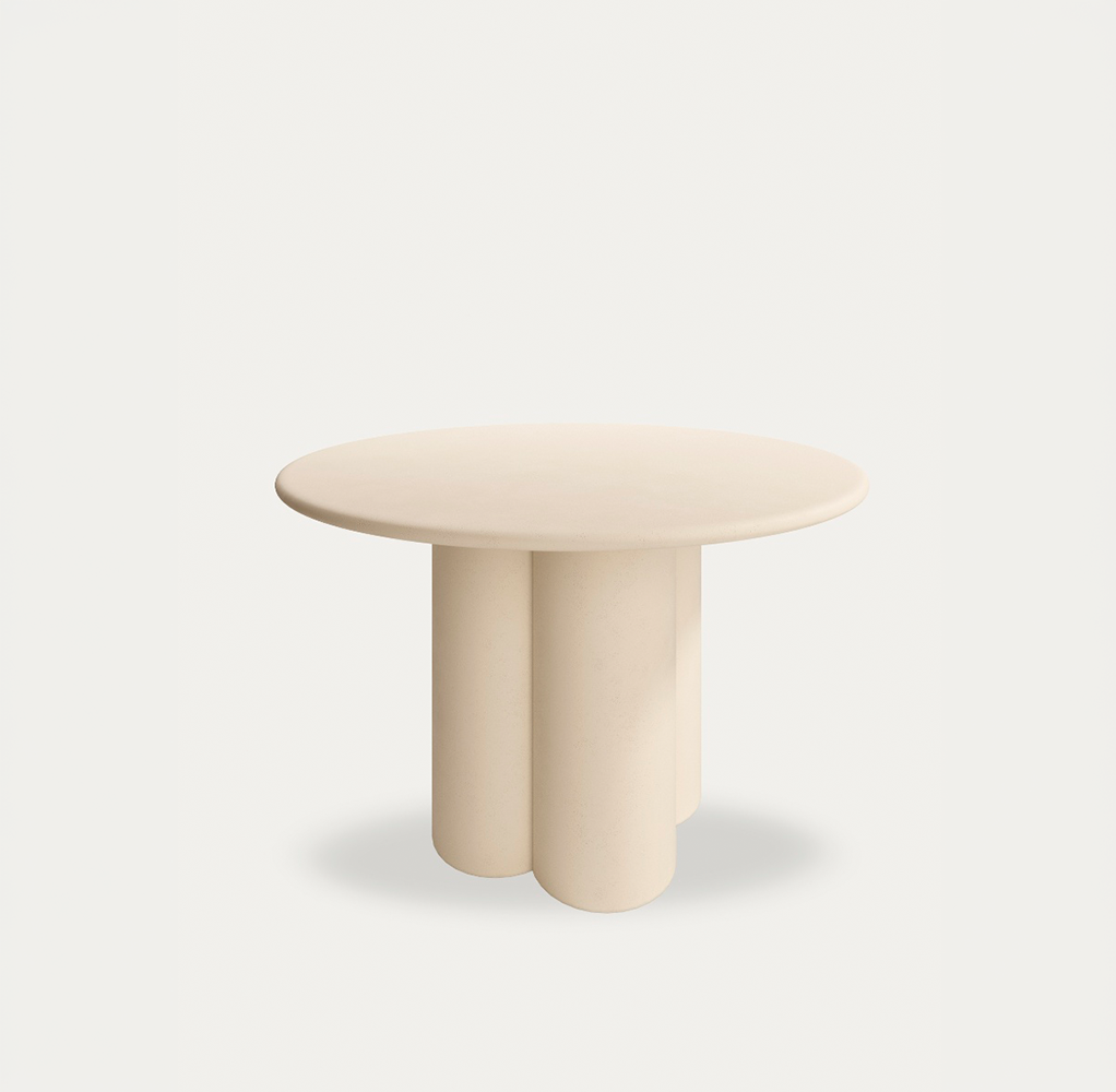 Mesa Gaia redonda MDF acabado microcemento beige 120cm