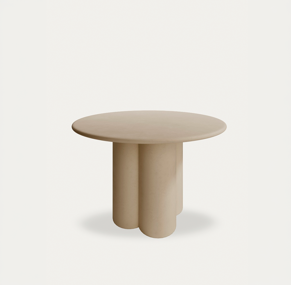Mesa Gaia redonda MDF acabado microcemento Moka 120cm