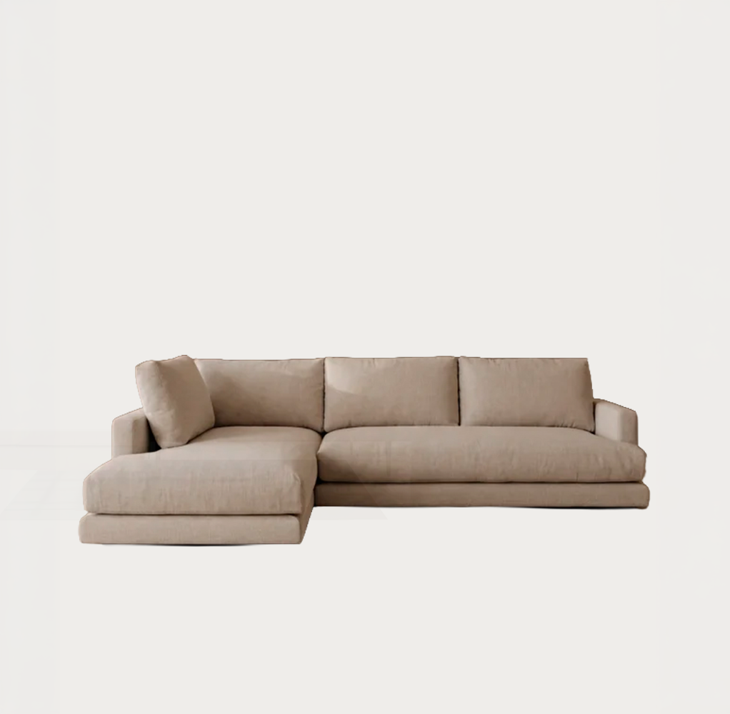 Sofa 3/4plz. chaiseloungue izq. tono beige 275*190cm