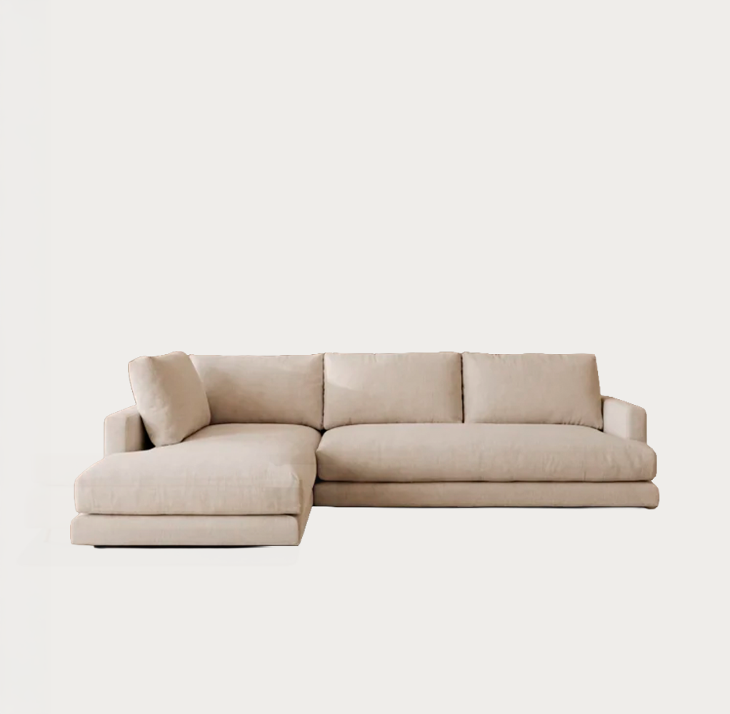Sofa 3/4plz. chaiseloungue izq. tono blanco 275*190cm
