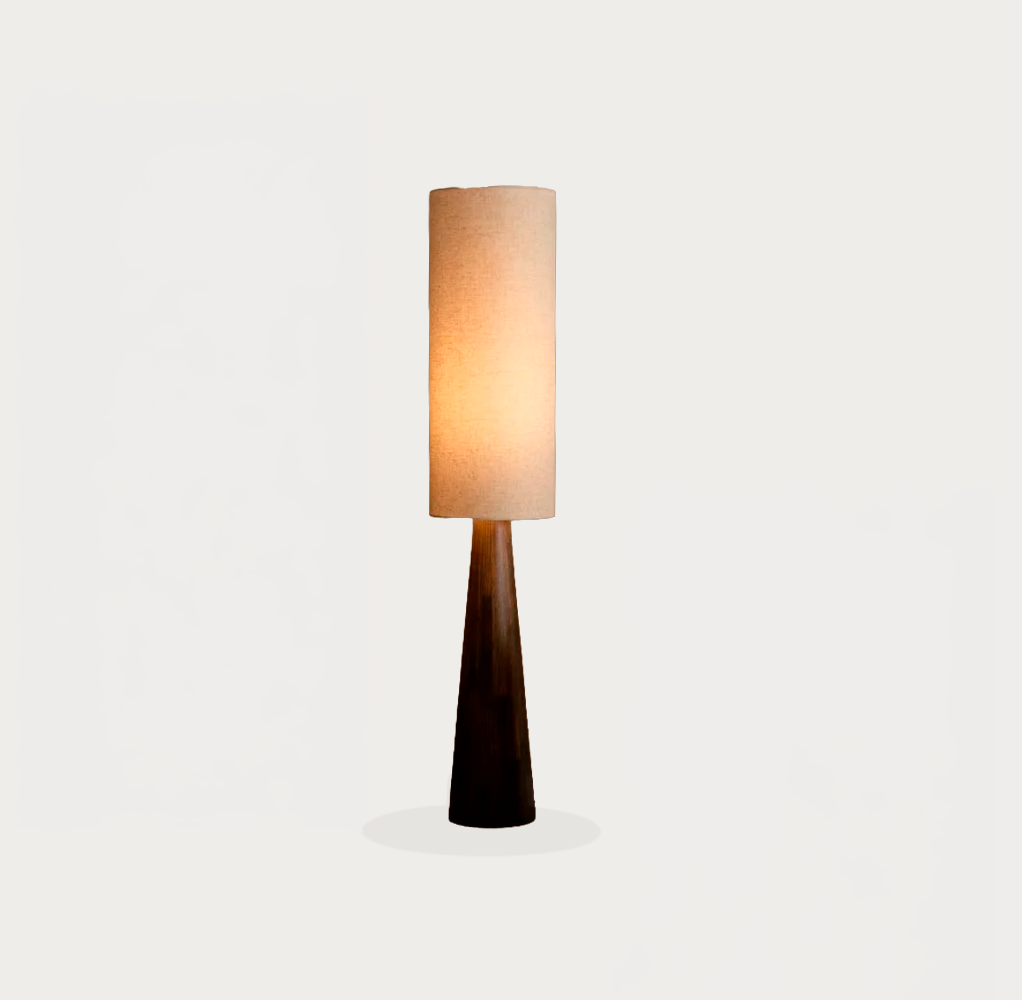 Lámpara pie madera y tela roble oscuro 30cm