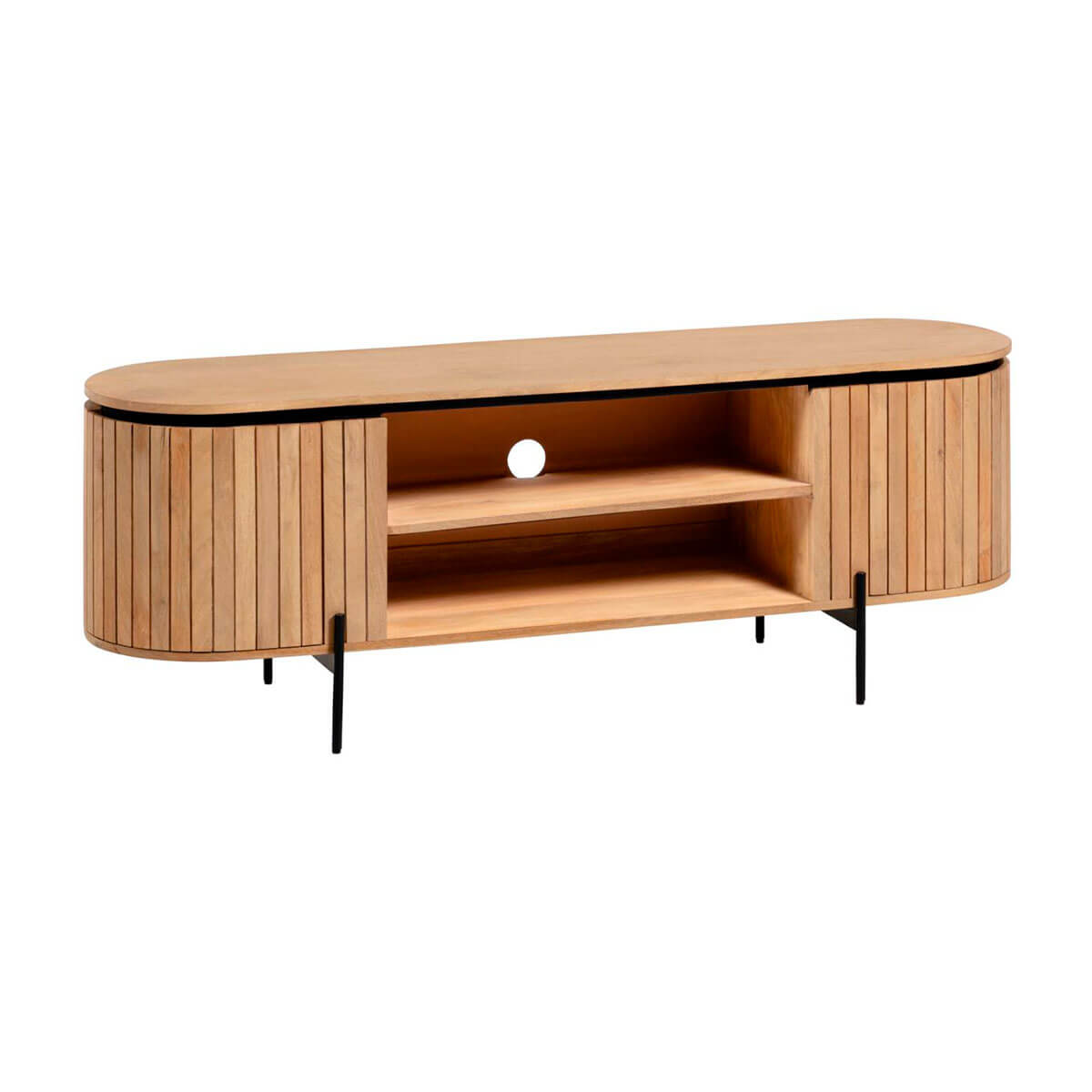 ALIZ. Mueble TV listones madera mango